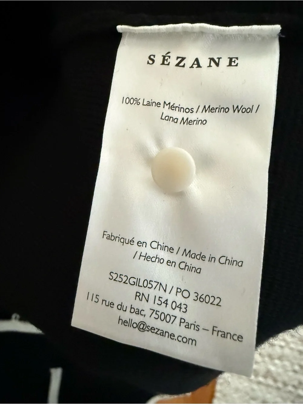 Sezane Brielle Cardigan NWT Large black ecru 100% Wool